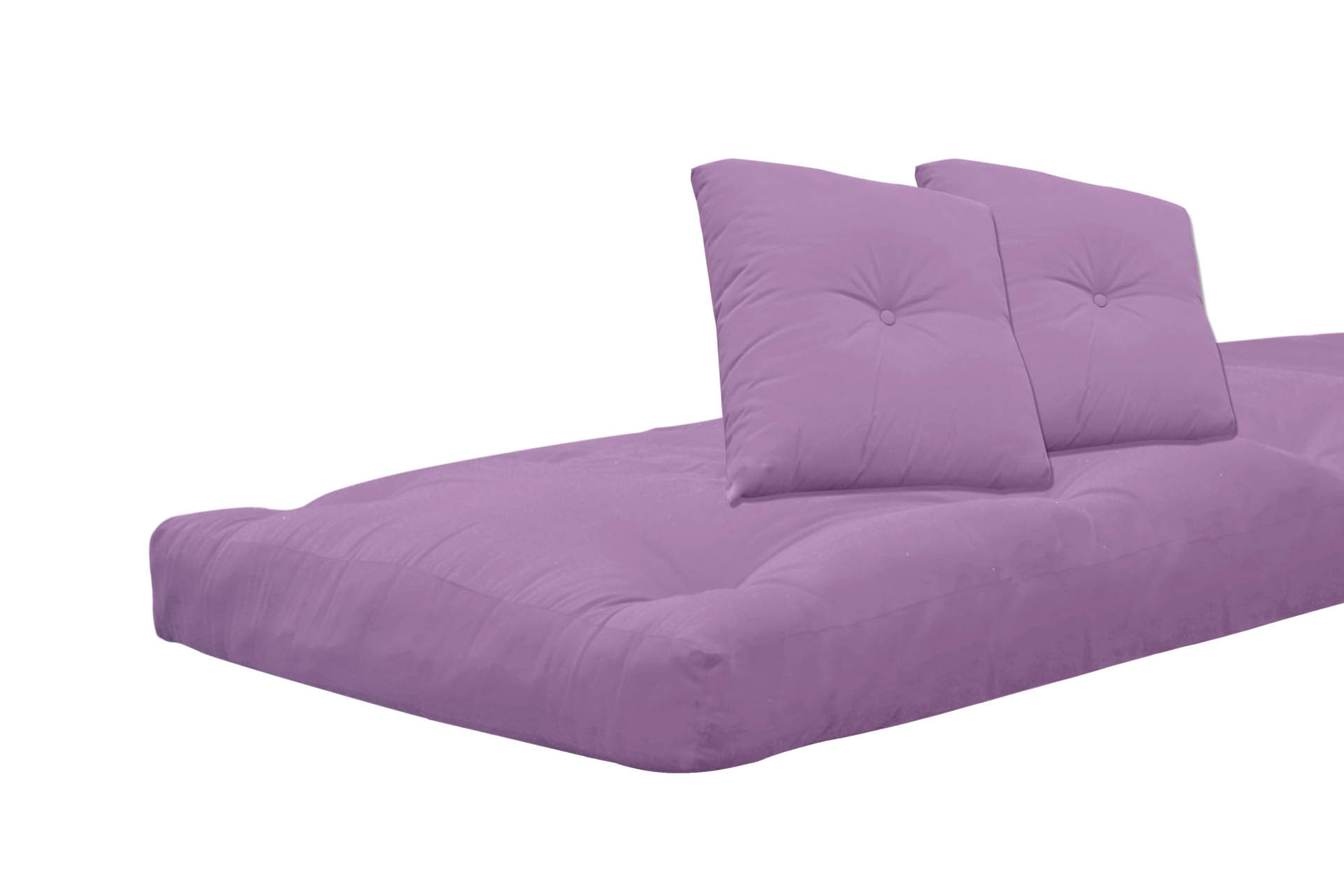 Futón violeta de algodón, 80x200x13, con 2 cojines