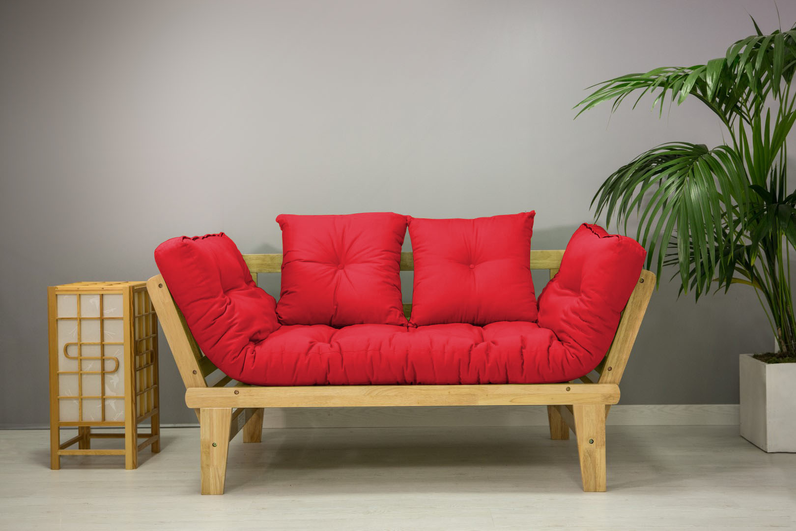 Sofá Cama Sésamo con futón rojo