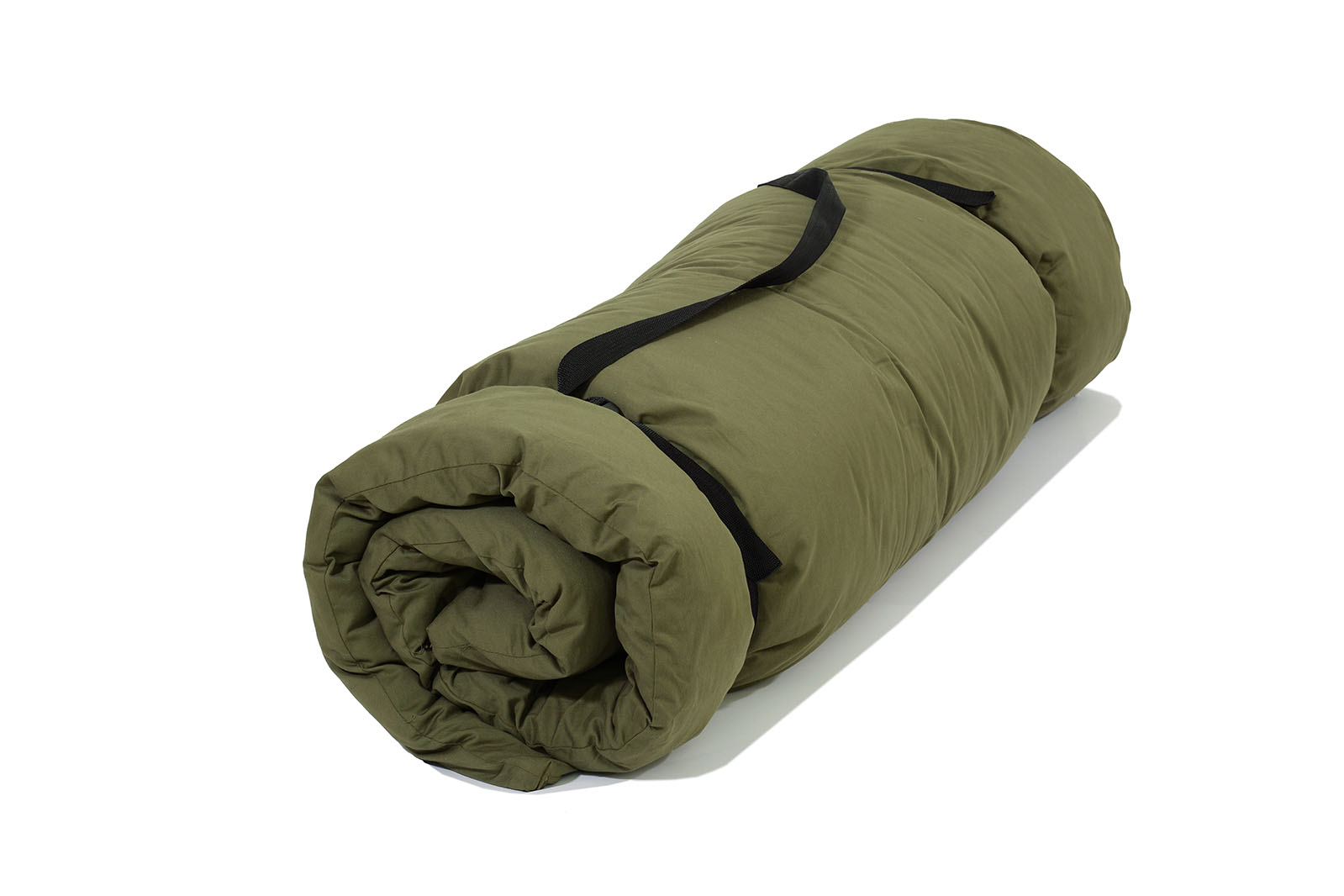 Futón portátil de dos plazas, ligero y enrollable, ideal para yoga, meditación o viajes. Fabricado con algodón ecológico, incluye funda protectora y cinta de transporte.