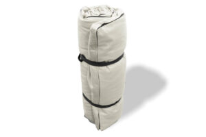 Futón portátil de una plaza, ligero y enrollable, ideal para yoga, meditación o viajes. Fabricado con algodón ecológico, incluye funda protectora y cinta de transporte.