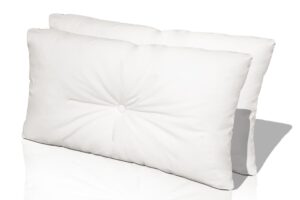 Pack de 2 almohadas rectangulares de algodón 100% natural. Suaves, transpirables y cómodas. Perfectas para futones, camas o sofás. Disponible en color crudo.