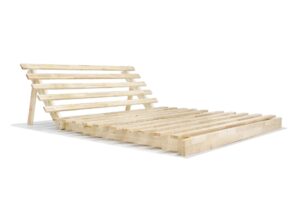 Sofá cama Luna 3 en 1: sofá, cama y diván. Estructura de madera maciza ecológica, sin barniz. Ideal para combinar con futones y fundas personalizadas.