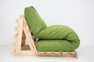 Sofá cama Luna 3 en 1: sofá, cama y diván. Estructura de madera maciza ecológica, sin barniz. Ideal para combinar con futones y fundas personalizadas.