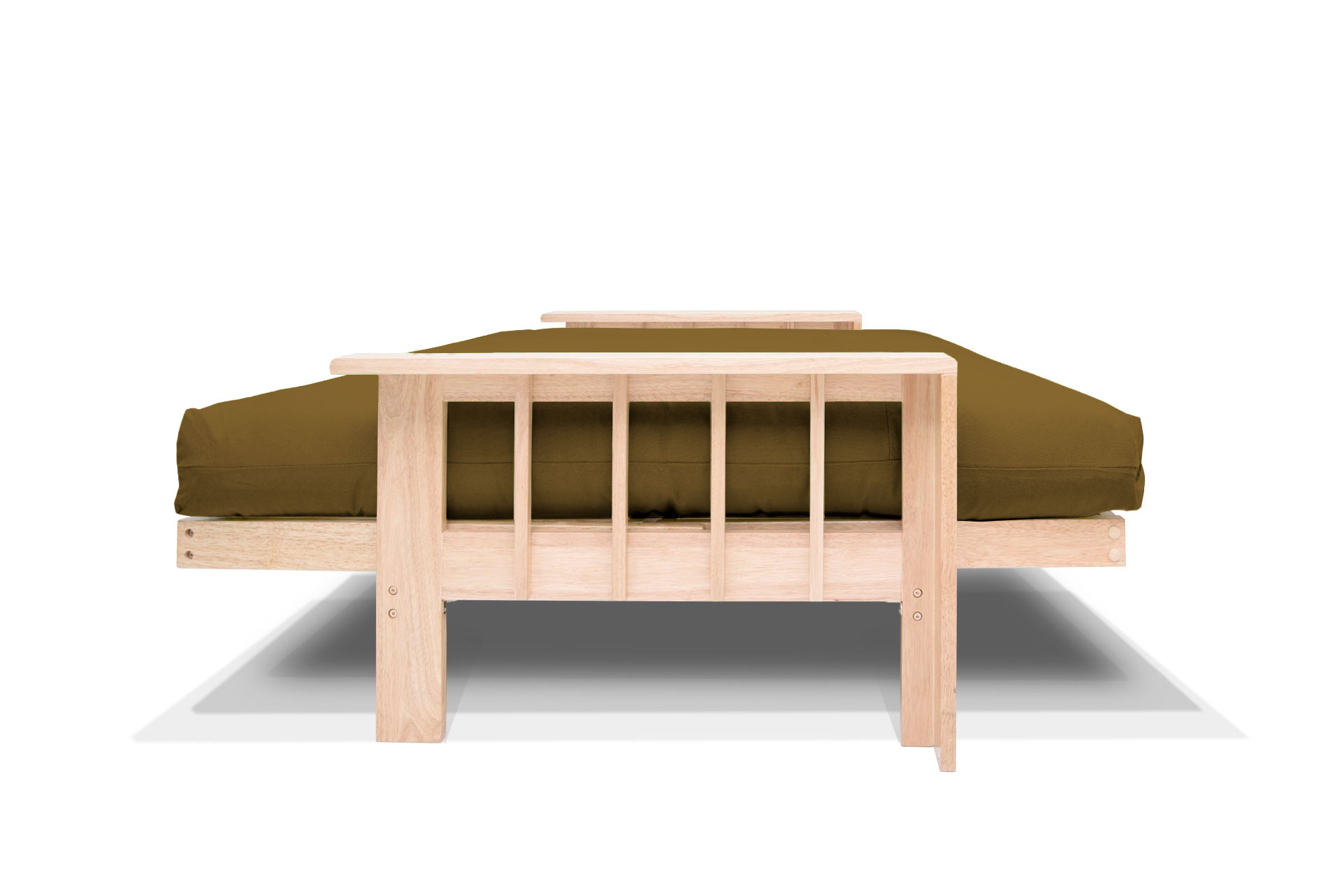 Sofá cama Vienna, funda verde militar. Extendido en modo cama