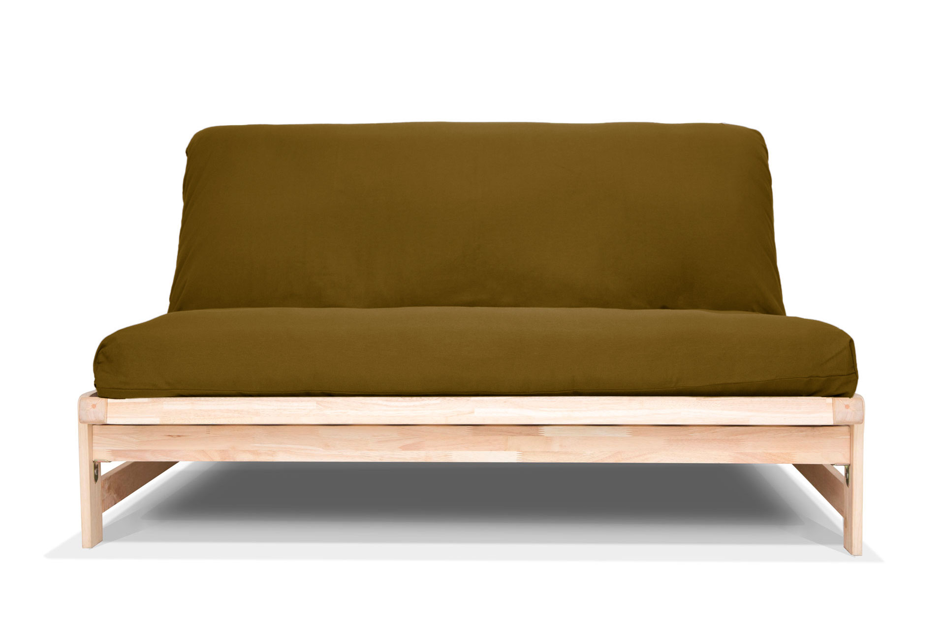 Sofá cama A-Frame color verde militar. Vista frontal.