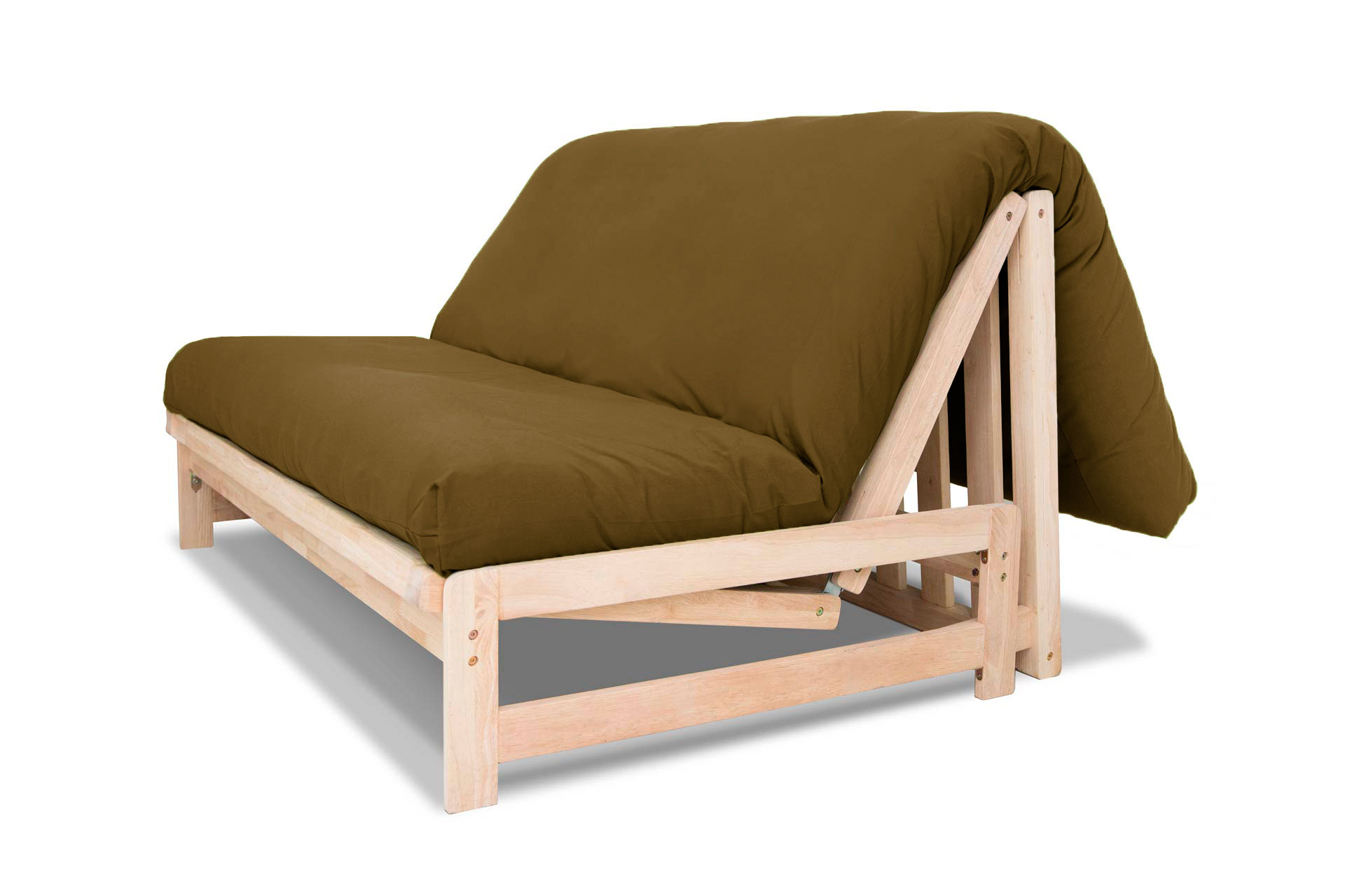 Sofá cama A-Frame color verde militar. Vista lateral.