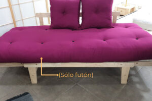 Futón 80x200x13 OUTLET, Violeta, Algodón (De exhibición, sin cojines)