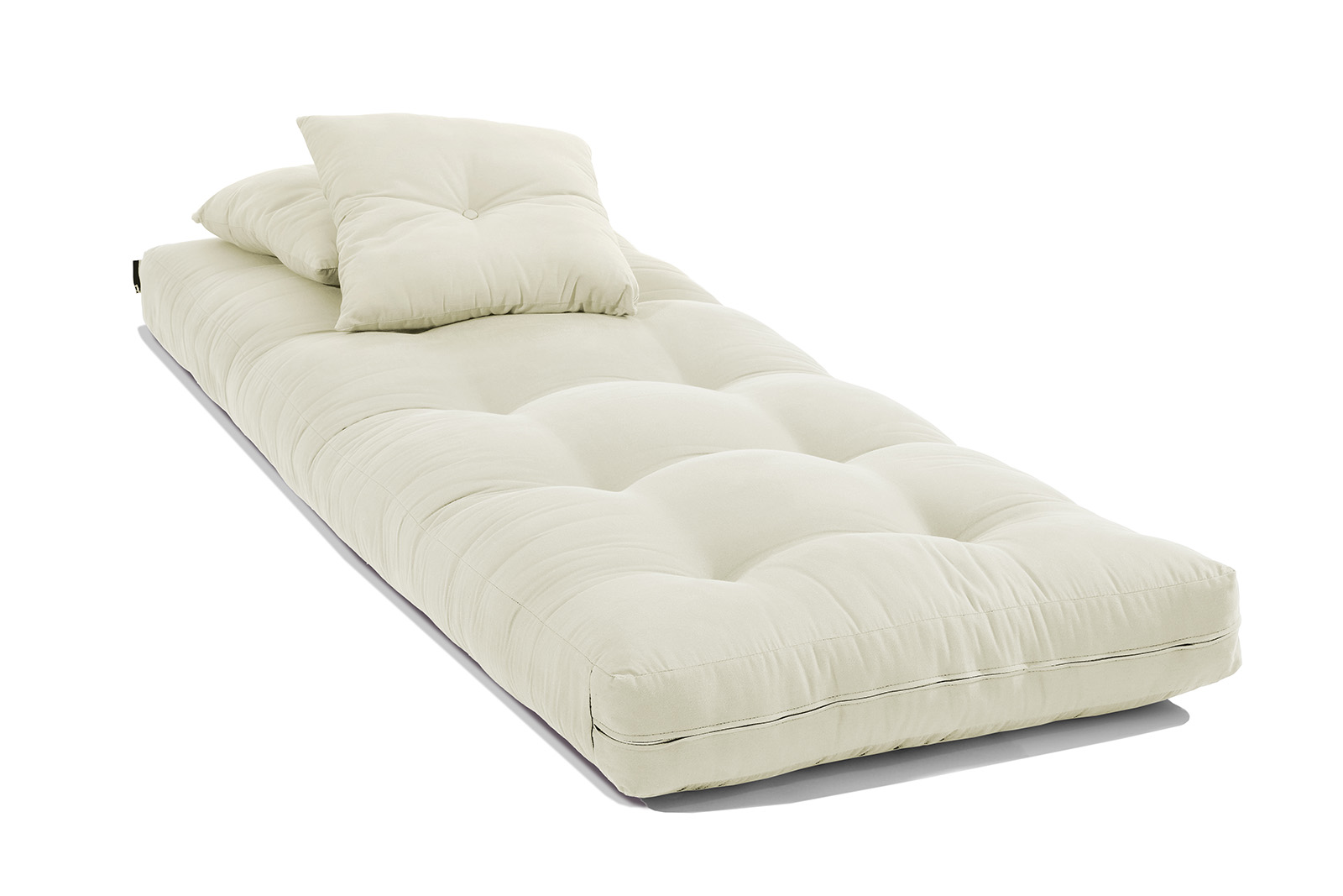 Futón japonés de algodón con dos capas de látex natural. Ideal para dormir, sofá cama y masajes. 100% natural, ecológico y duradero.