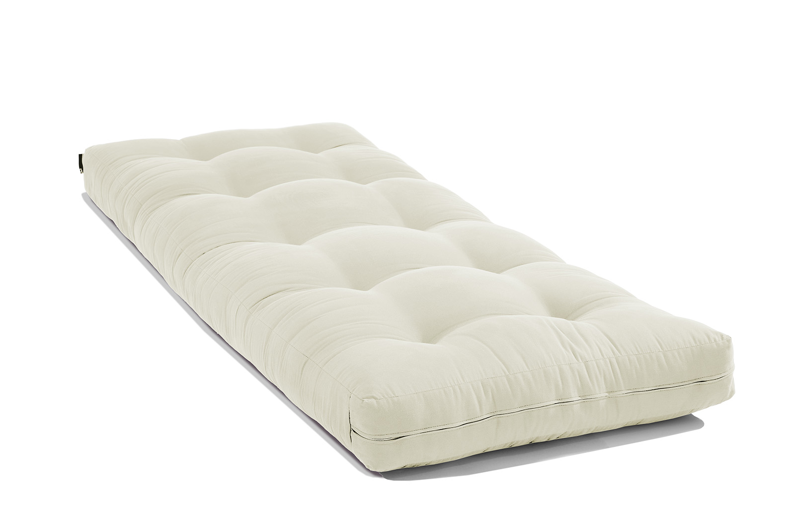 Futón japonés de algodón con dos capas de látex natural. Ideal para dormir, sofá cama y masajes. 100% natural, ecológico y duradero.