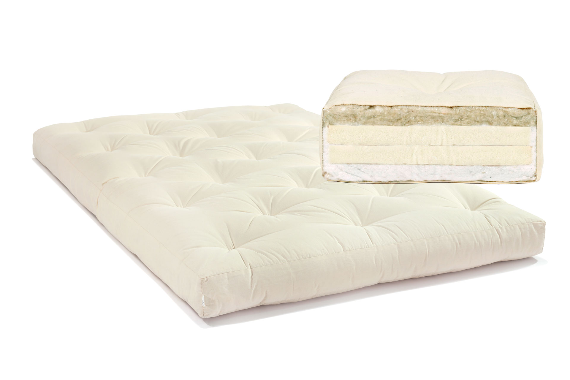 Futón DUO de lana, latex y algodon